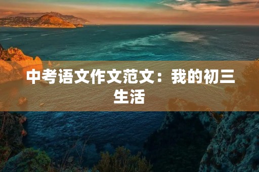 中考语文作文范文:我的初三生活 中考语文作文范文:我的初三生活