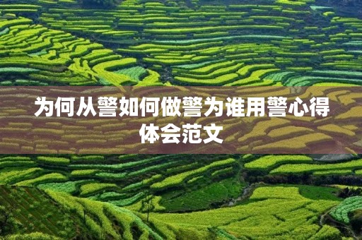 为何从警如何做警为谁用警心得体会范文
