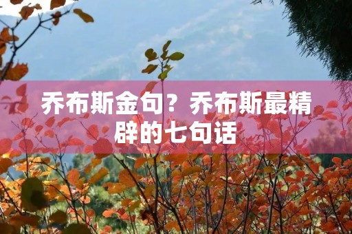 乔布斯金句？乔布斯最精辟的七句话