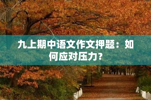 九上期中语文作文押题:如何应对压力? 九上期中语文作文押题:如何应对压力?