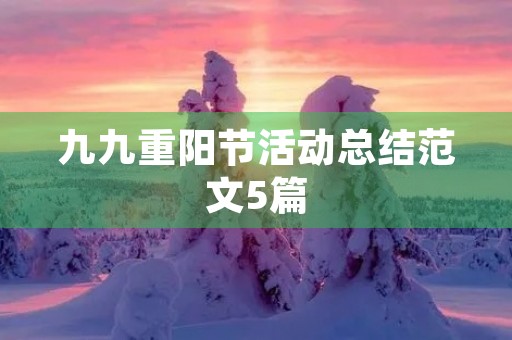 九九重阳节活动总结范文5篇
