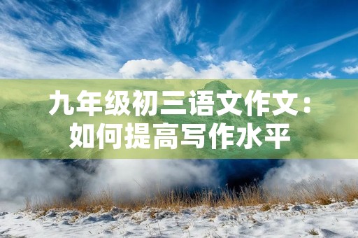 九年级初三语文作文：如何提高写作水平