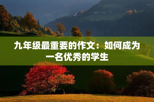 九年级最重要的作文：如何成为一名优秀的学生
