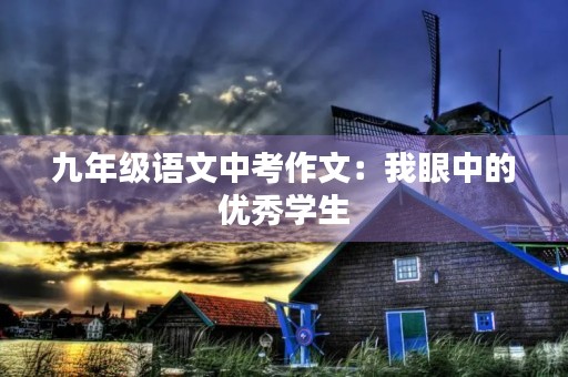 九年级语文中考作文:我眼中的优秀学生 九年级语文中考作文:我眼中的优秀学生