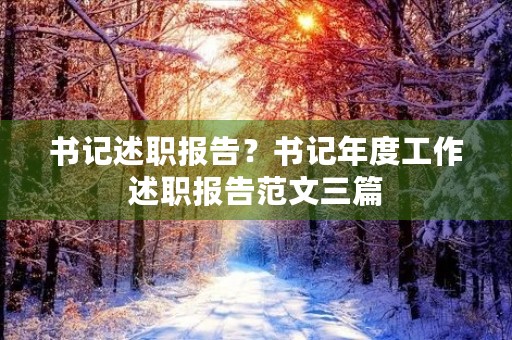 书记述职报告？书记年度工作述职报告范文三篇