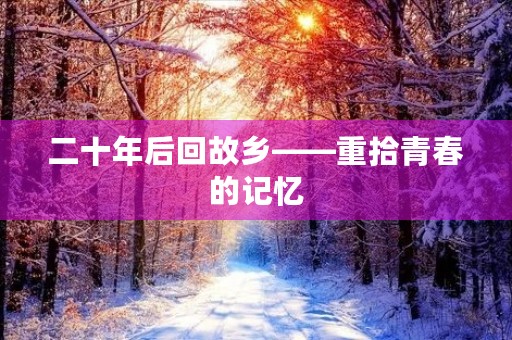 二十年后回故乡——重拾青春的记忆