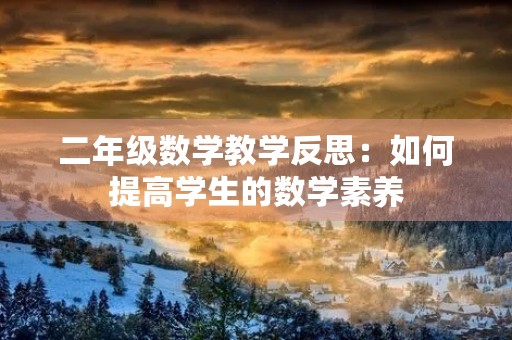 二年级数学教学反思：如何提高学生的数学素养