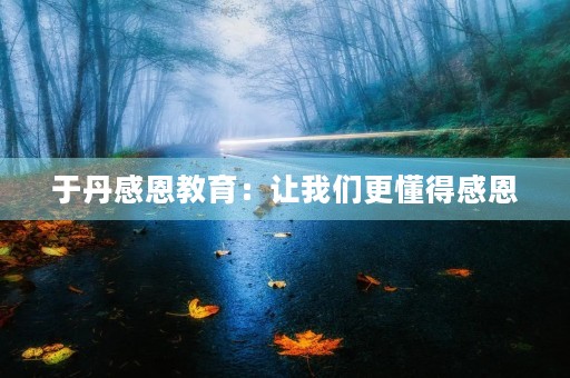 于丹感恩教育：让我们更懂得感恩