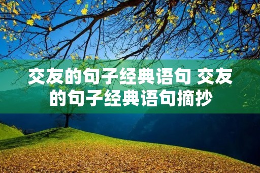 交友的句子经典语句 交友的句子经典语句摘抄