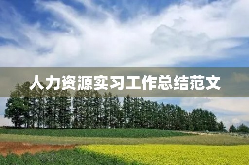 人力资源实习工作总结范文 人力资源实习工作总结范文