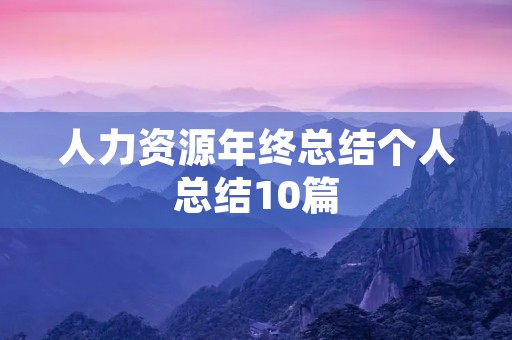 人力资源年终总结个人总结10篇
