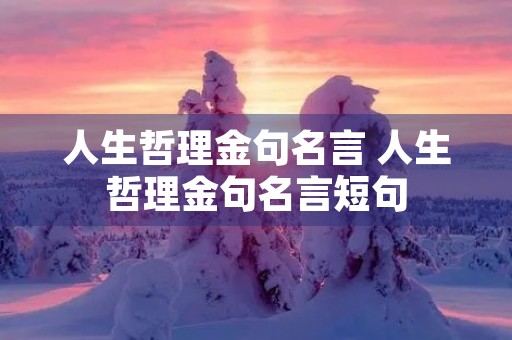 人生哲理金句名言 人生哲理金句名言短句