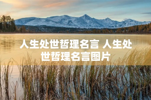 人生处世哲理名言 人生处世哲理名言图片