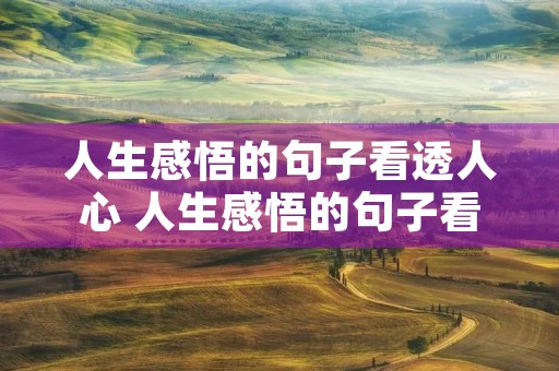 人生感悟的句子看透人心 人生感悟的句子看透人心短句