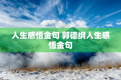 人生感悟金句 郭德纲人生感悟金句