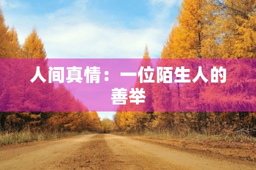 人间真情：一位陌生人的善举