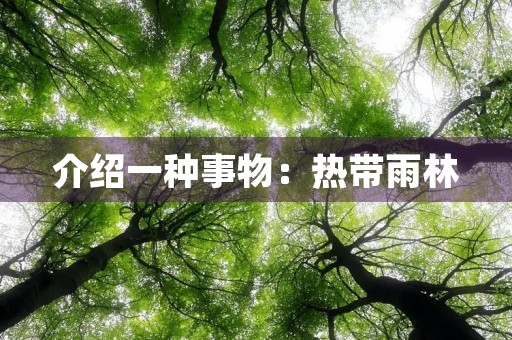 介绍一种事物:热带雨林 介绍一种事物:热带雨林