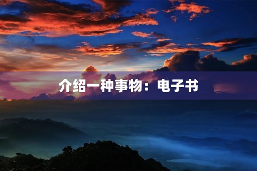 介绍一种事物:电子书 介绍一种事物:电子书