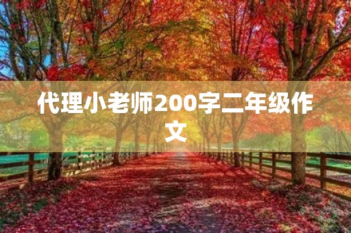 代理小老师200字二年级作文 代理小老师200字二年级作文