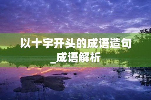 以十字开头的成语造句_成语解析
