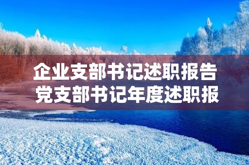 企业支部书记述职报告 党支部书记年度述职报告