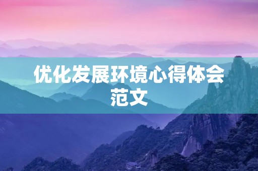 优化发展环境心得体会范文