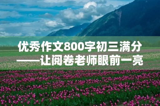 优秀作文800字初三满分——让阅卷老师眼前一亮的写作技巧 优秀作文800字初三满分——让阅卷老师眼前一亮的写作技巧