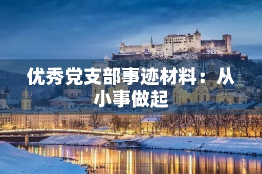 优秀党支部事迹材料:从小事做起,引领全村发展 优秀党支部事迹材料:从小事做起,引领全村发展