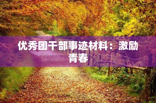优秀团干部事迹材料:激励青春,践行使命 优秀团干部事迹材料:激励青春,践行使命