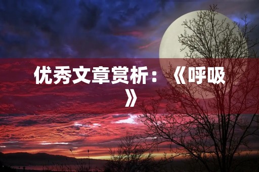 优秀文章赏析:《呼吸》 优秀文章赏析:《呼吸》