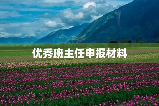 优秀班主任申报材料 优秀班主任申报材料