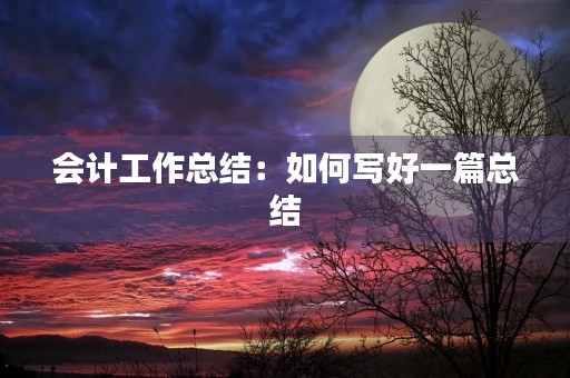 会计工作总结：如何写好一篇总结