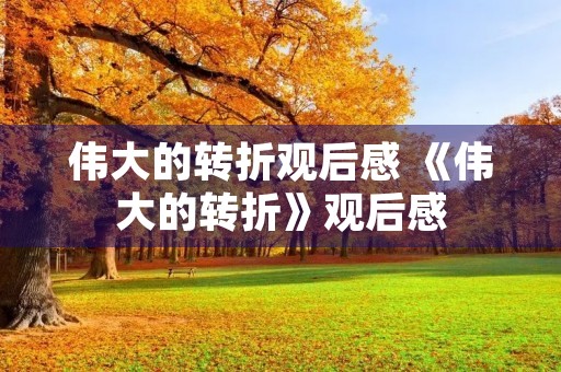 伟大的转折观后感 《伟大的转折》观后感 伟大的转折观后感 《伟大的转折》观后感