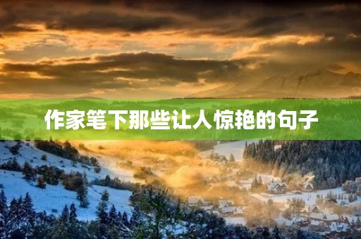 作家笔下那些让人惊艳的句子 作家笔下那些让人惊艳的句子