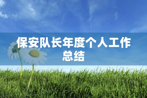 保安队长年度个人工作总结 保安队长年度个人工作总结