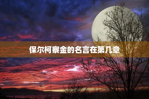 保尔柯察金的名言在第几章,保尔柯察金的至理名言 保尔柯察金的名言在第几章,保尔柯察金的至理名言