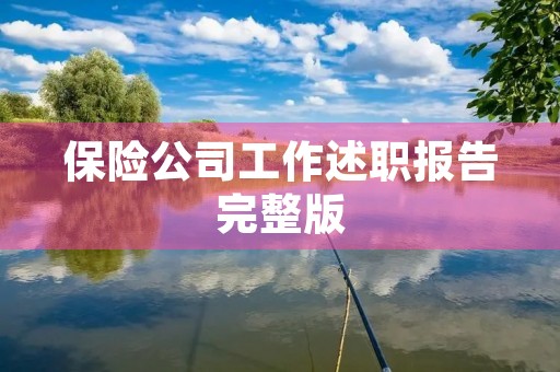 保险公司工作述职报告完整版