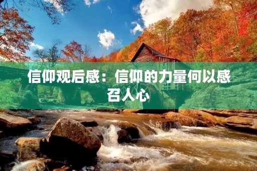 信仰观后感:信仰的力量何以感召人心 信仰观后感:信仰的力量何以感召人心