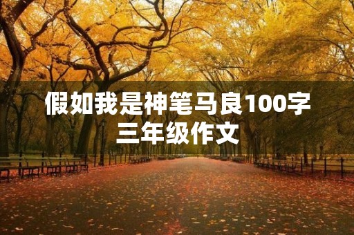 假如我是神笔马良100字三年级作文