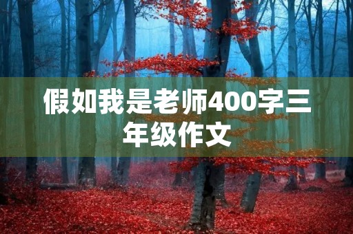 假如我是老师400字三年级作文