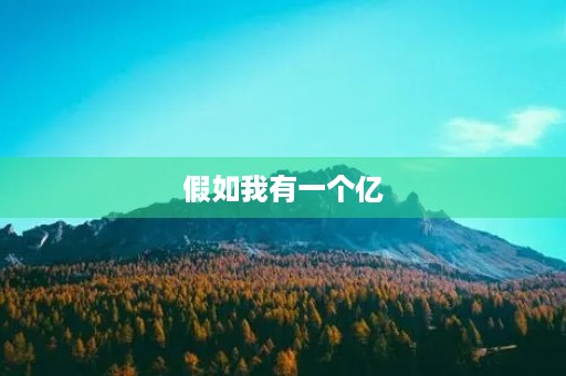假如我有一个亿