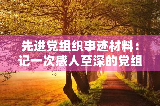 先进党组织事迹材料:记一次感人至深的党组织活动 先进党组织事迹材料:记一次感人至深的党组织活动