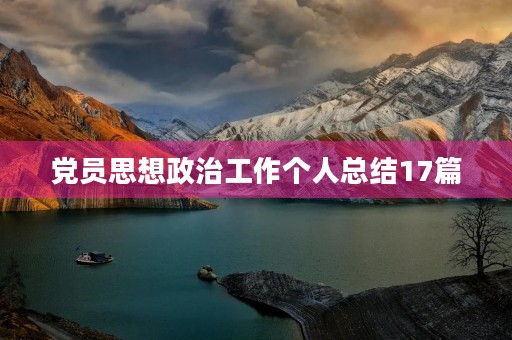 党员思想政治工作个人总结17篇