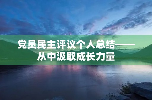 党员民主评议个人总结——从中汲取成长力量
