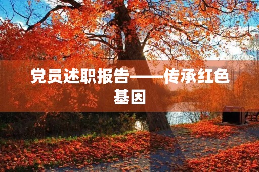 党员述职报告——传承红色基因，弘扬正气风范
