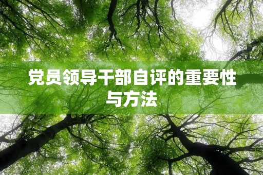 党员领导干部自评的重要性与方法 党员领导干部自评的重要性与方法