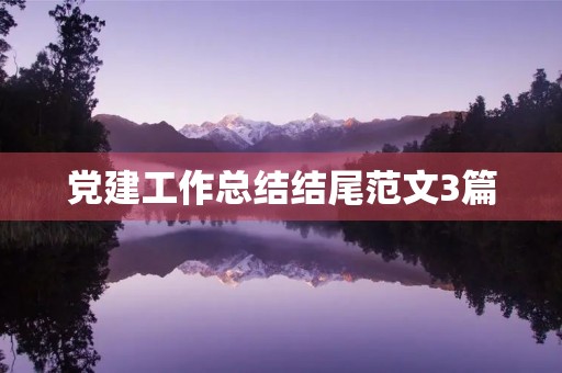 党建工作总结结尾范文3篇