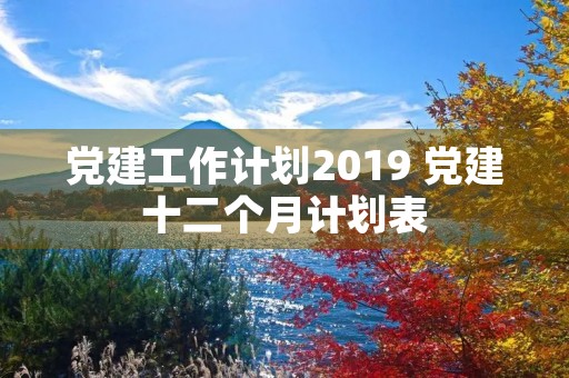党建工作计划2019 党建十二个月计划表 党建工作计划2019 党建十二个月计划表
