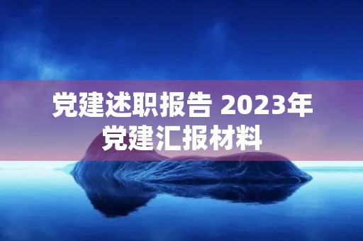 党建述职报告 2023年党建汇报材料