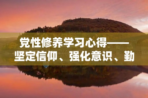 党性修养学习心得——坚定信仰、强化意识、勤学苦练 党性修养学习心得——坚定信仰、强化意识、勤学苦练